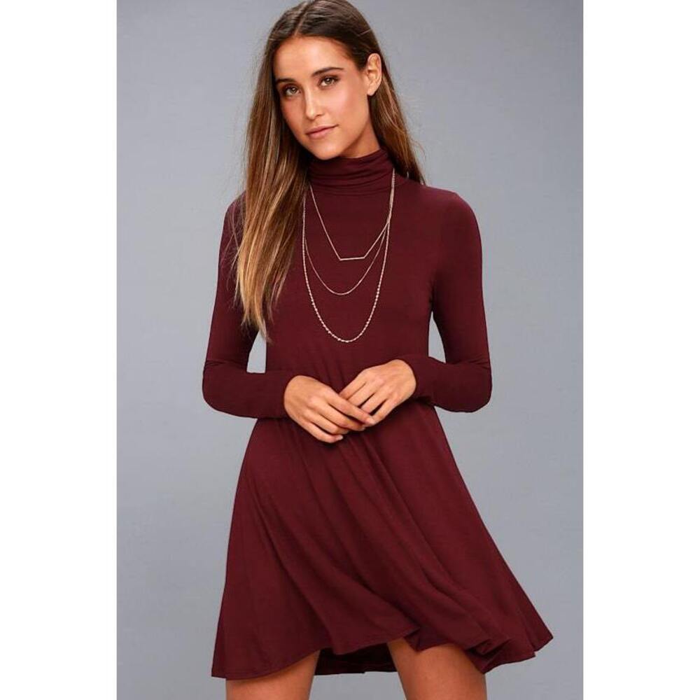 Lulus Sway, Girl, Sway! Wine Red Swing Dress - Size S